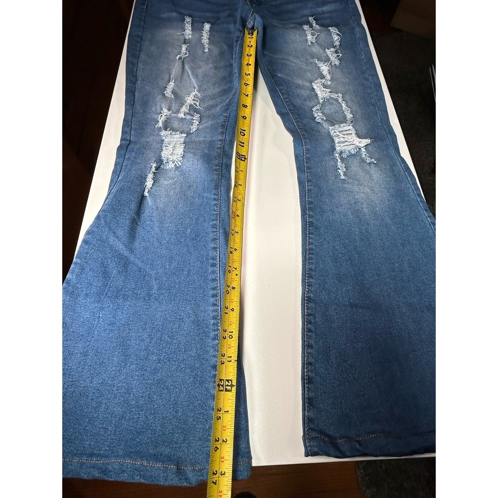 Celebrity Ace Jeans Size 13 Flare Distressed 5-Pocket Denim Bottom Cut 13/27 - Picture 8 of 11